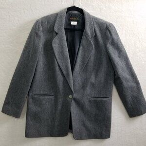 HARRIS WALLACE WOOL GREY JACKET BLAZER LONG SLEEVED WOMEN'S 10 button‎ closure